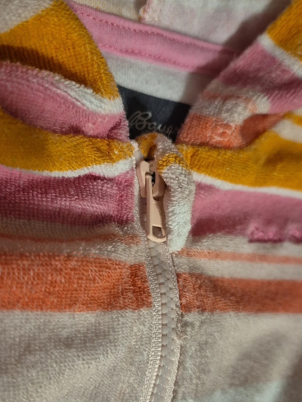 Eddie Bauer Pink, Yellow & White Striped Hooded Beach Cover Up Dress.
